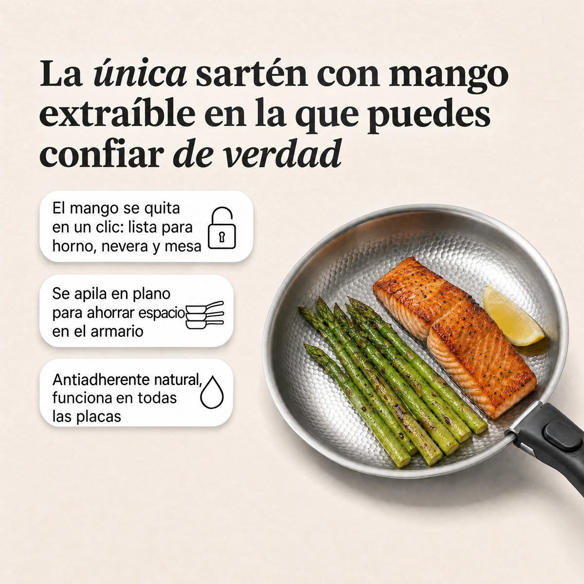 TitaneX® Sartén con Mango Extraíble